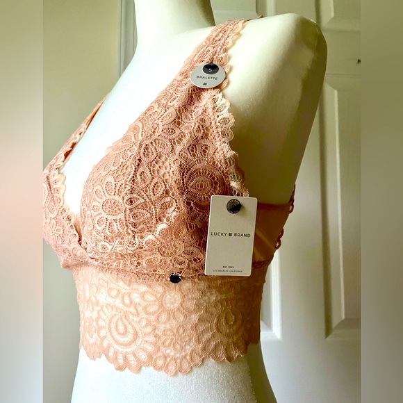 Lucky Brand long-line bralette in peach - Picture 1 of 11